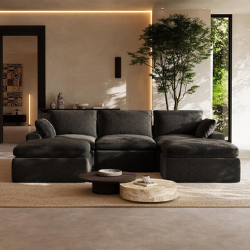 104.3" Modular Cloud Couch, Modern Sectional Sofa with Smarts Coil Support, Chenille Fabric, Upholstered Couch