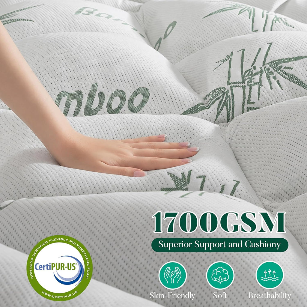 Full 3 inch Memory Foam Mattress Topper-Viscose Made from Bamboo Cooling Air Layer for Hot Sleepers,Thick Pillow Top