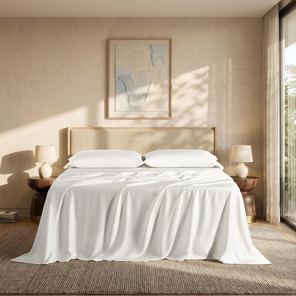 100% Rayon from Bamboo Sheet Set, Bright White