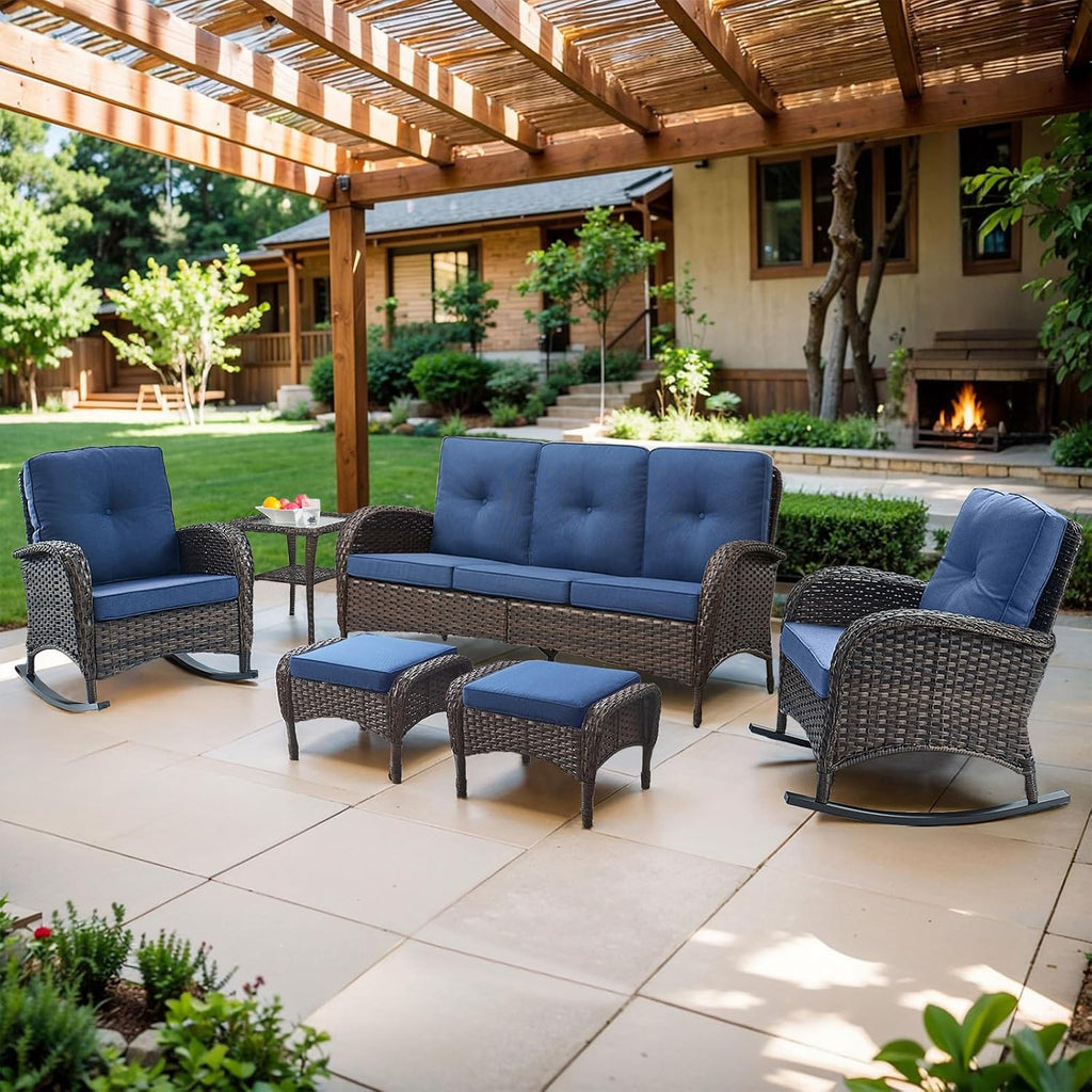 Outdoor Patio Furniture - Wicker Sofa with Removable Cushion, 3 Seater Rattan Couch with Deep Seat, High Backrest