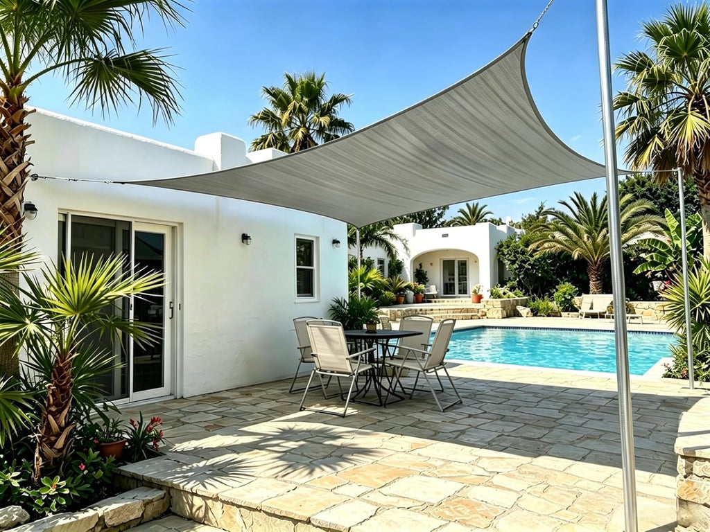 Rectangle Sun Shade Sail, 12'x16', Cool Grey | Resists Aging From Sun &Rain,Block UV 90%+ ,Cools 8-15°C,For Backyard