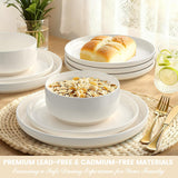 Plates and Bowls Sets, Scratch Resistant Dinnerware Sets for 8, 24 Pieces Porcelain Ceramic Dishware Dishes Set