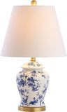 22" Blue/White Ceramic Table Lamp, French Country Chinoiserie Ginger Jar LED Bedside Lamp Bedroom, W