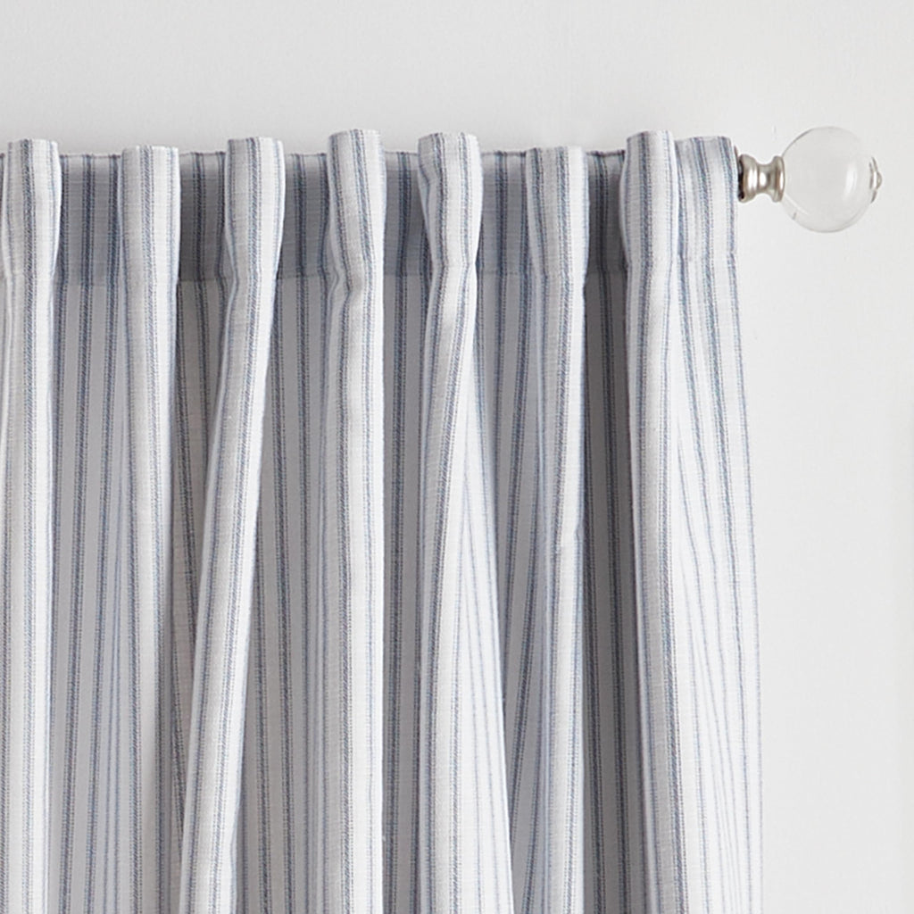 Ticking Stripe Blackout Curtains 50x84 White/Blue 2 Panels