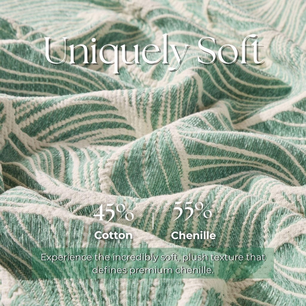Chenille Cotton Throw Blanket, Lightweight Boho Blanket