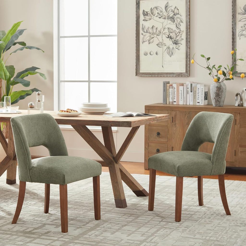 Wooden Dining Chairs Set of 4, Modern Fabric Upholstered Dining Room Chair Kitchen Chairs, Farmhouse Dinner Chair for