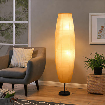 Tall Paper Floor Lamp, Rice Paper Lantern Floor Lamp, Minimalist Modern Standing Lamp, Soft Warm Light Bedroom