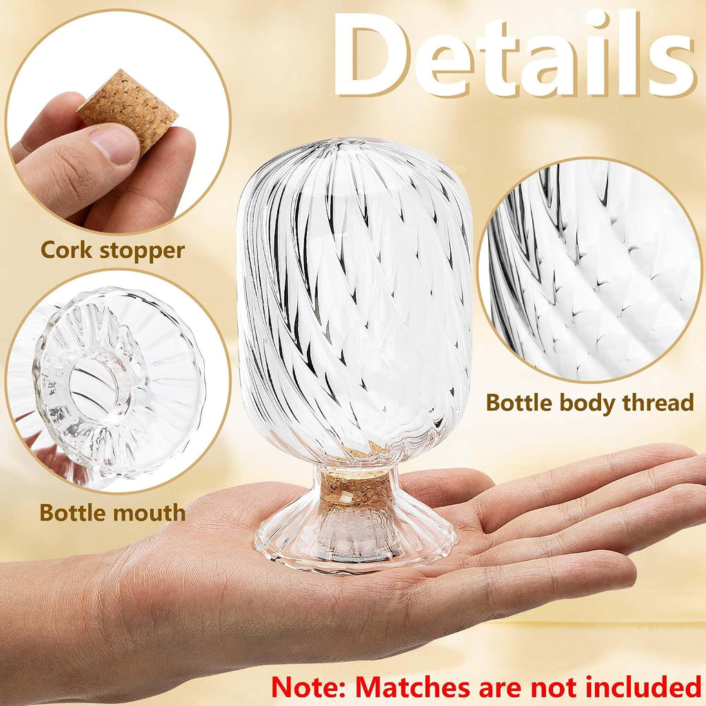 2 Set Helix Shaped Match Holder, Glass Matches Cloche for 3.5 Inch