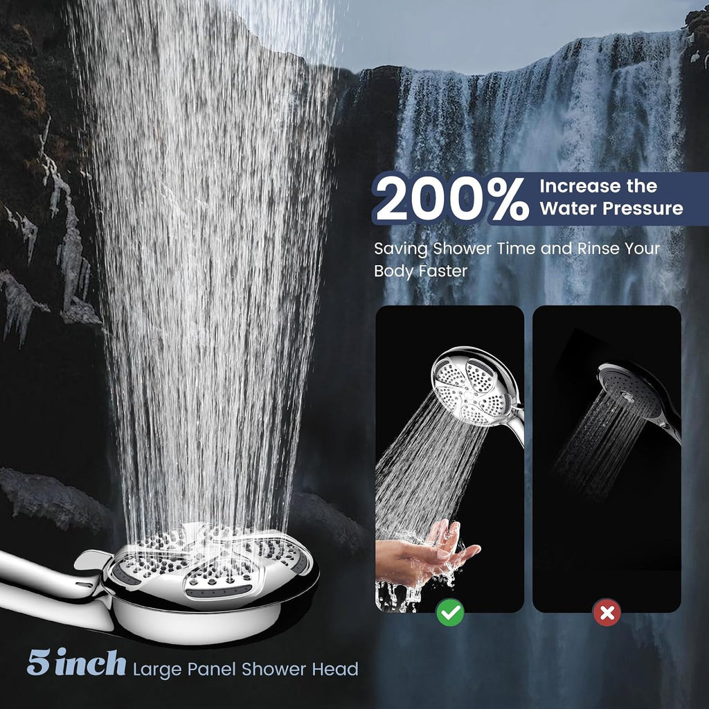 Filtered Shower Head with Handheld, High Pressure 7 Spray Showerhead with Filters for Hard Water
