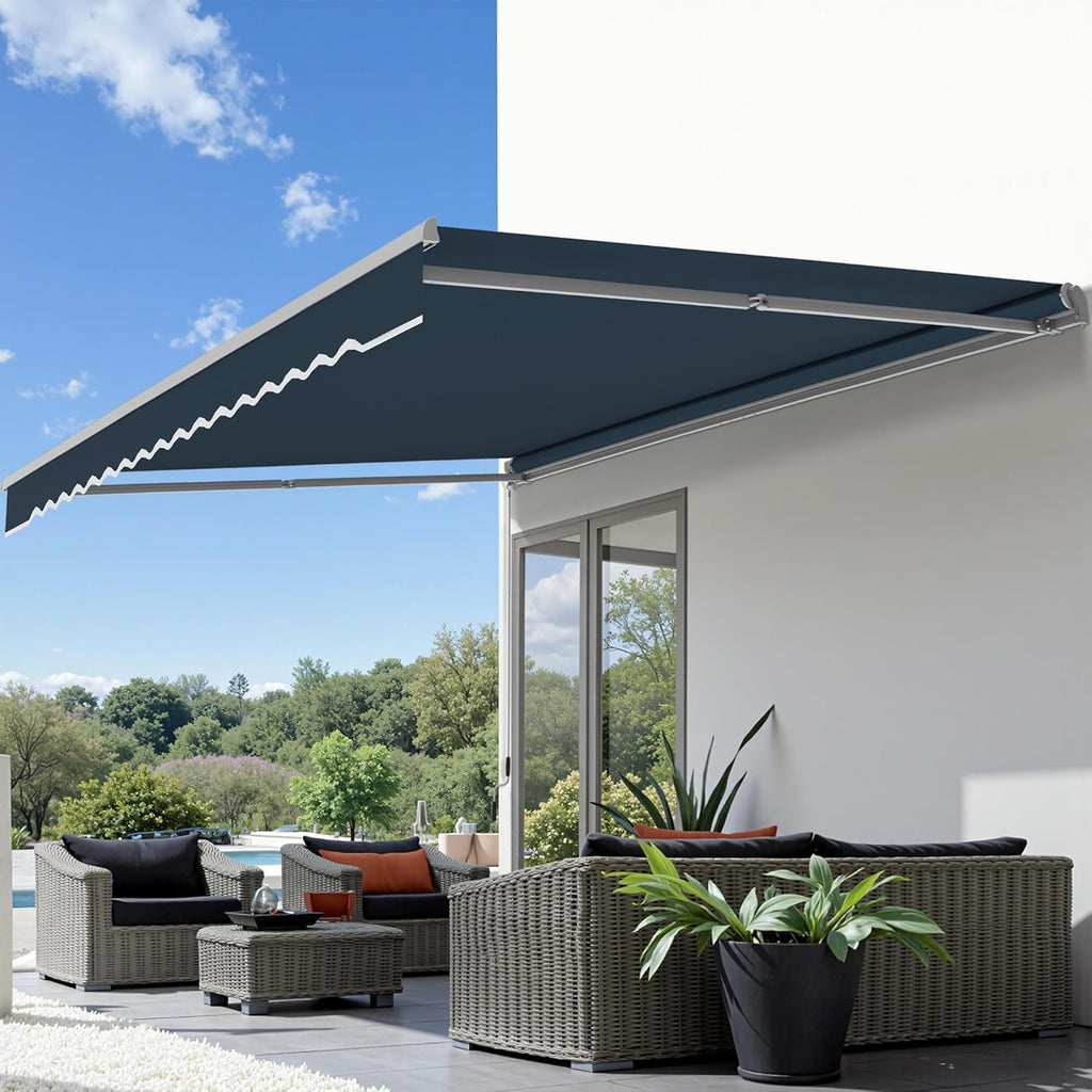 Patio Awning 10x8 Feet Sunshade Canopy for Manual Retractable Awnings, with Aluminum Frame and 280G Polyester Fabric