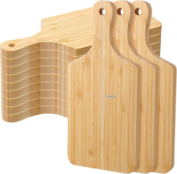 12 Pack Thicken Bamboo Cutting Board Bulk, 11x5 Inch Acacia Wood Chopping Crafts Customized Laser Engraving Serving