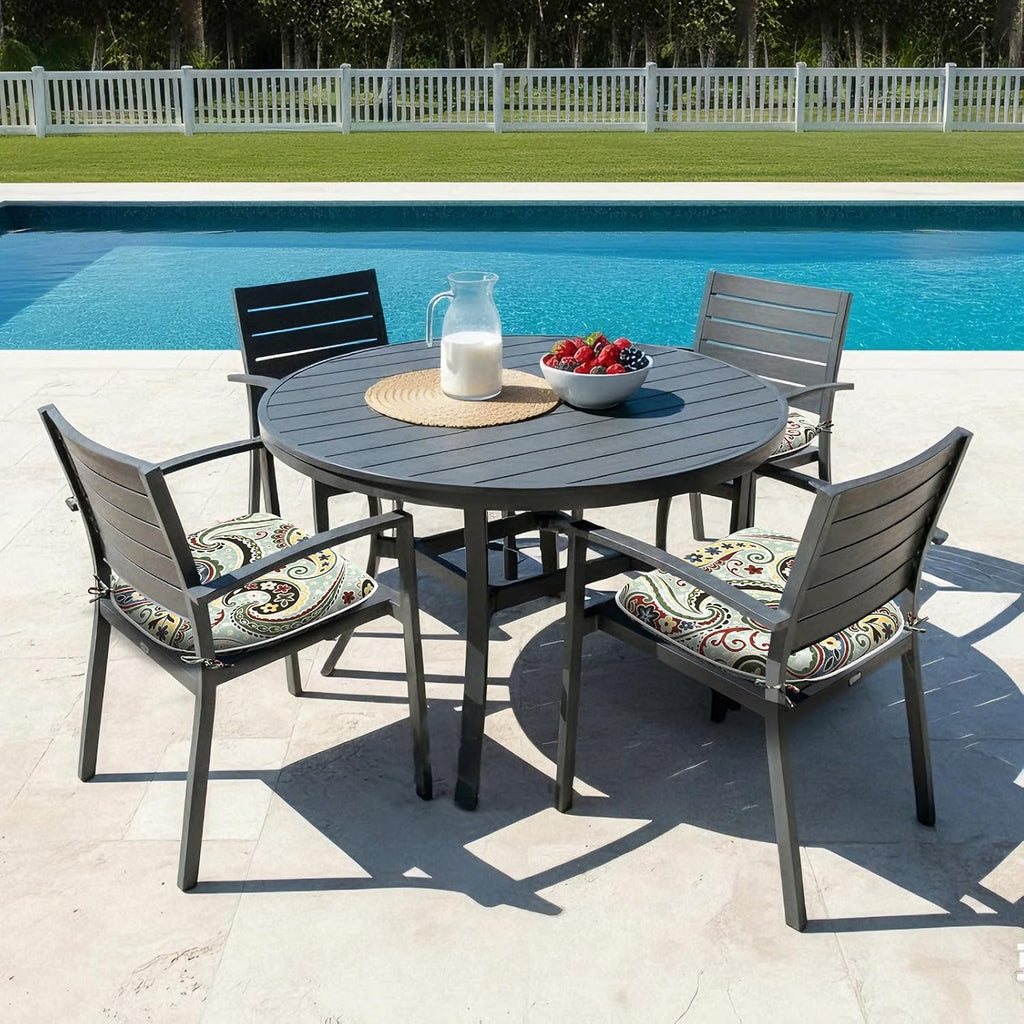 Outdoor Chair Cushions for Patio Furniture Set of 4, Water Repellent Patio Chair Cushions 17"x16" with Ties, U-Shaped
