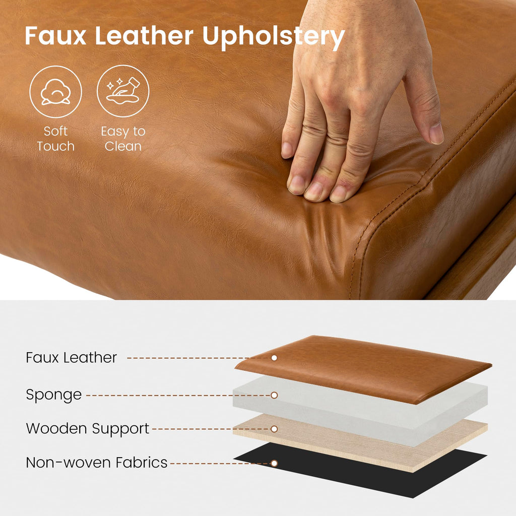 15.5"(H) Footrest Stool, Leatherette Ottoman, Accent Padded Sofa Foot Stool for Accent Chair, Wood Frame Foot Rest