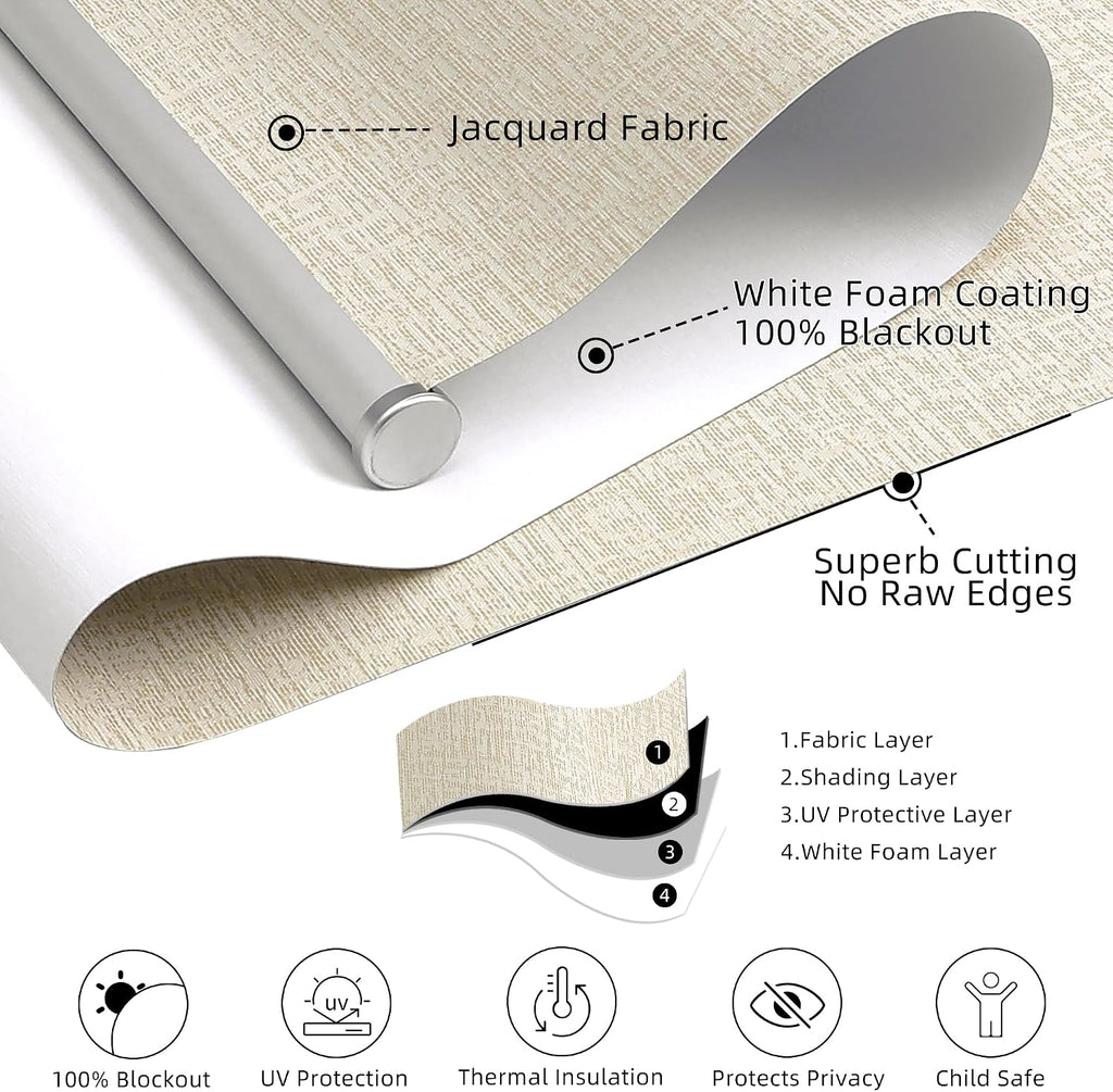 Blackout Roller Shades Pull Down, Cordless Window Blinds