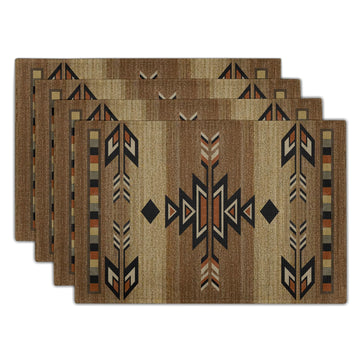 Southwestern Placemats Rustic Tribal Geometric Decorative Table Mat Antique Native American Heat Resistant Non-Slip