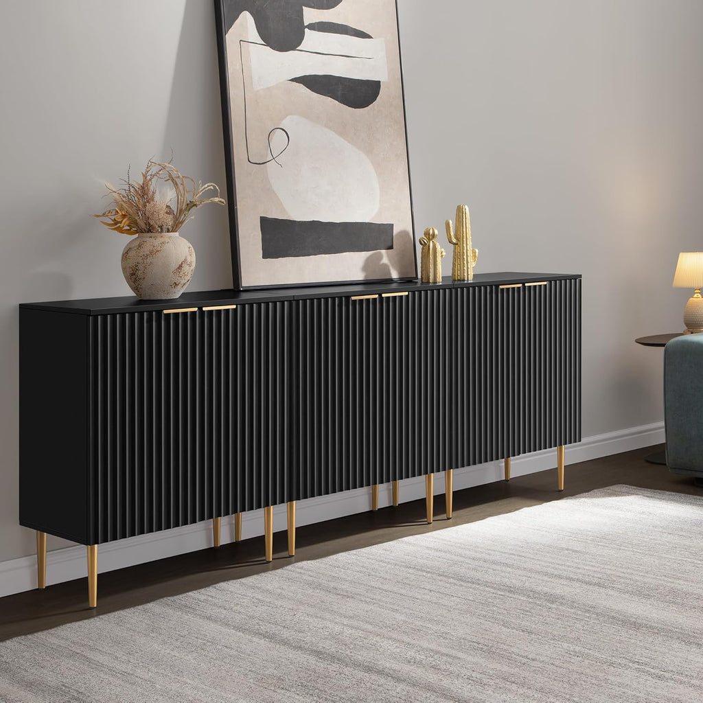 57" Modern Sideboard Buffet Cabinet - Elegant Storage Credenza with 4 Doors & Adjustable Shelf