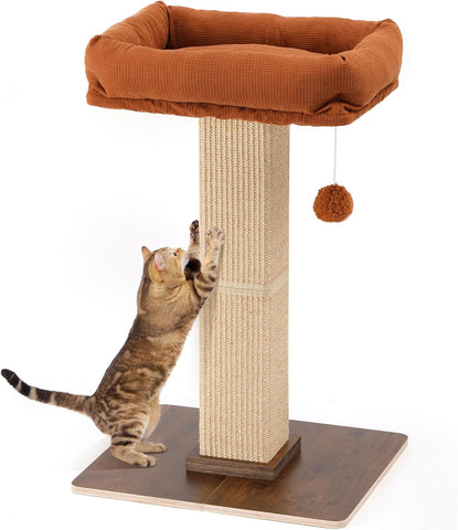 Cat Scratching Post, Retro-Style Tall Scratch Posts with Perch for Infoor Cats Adults
