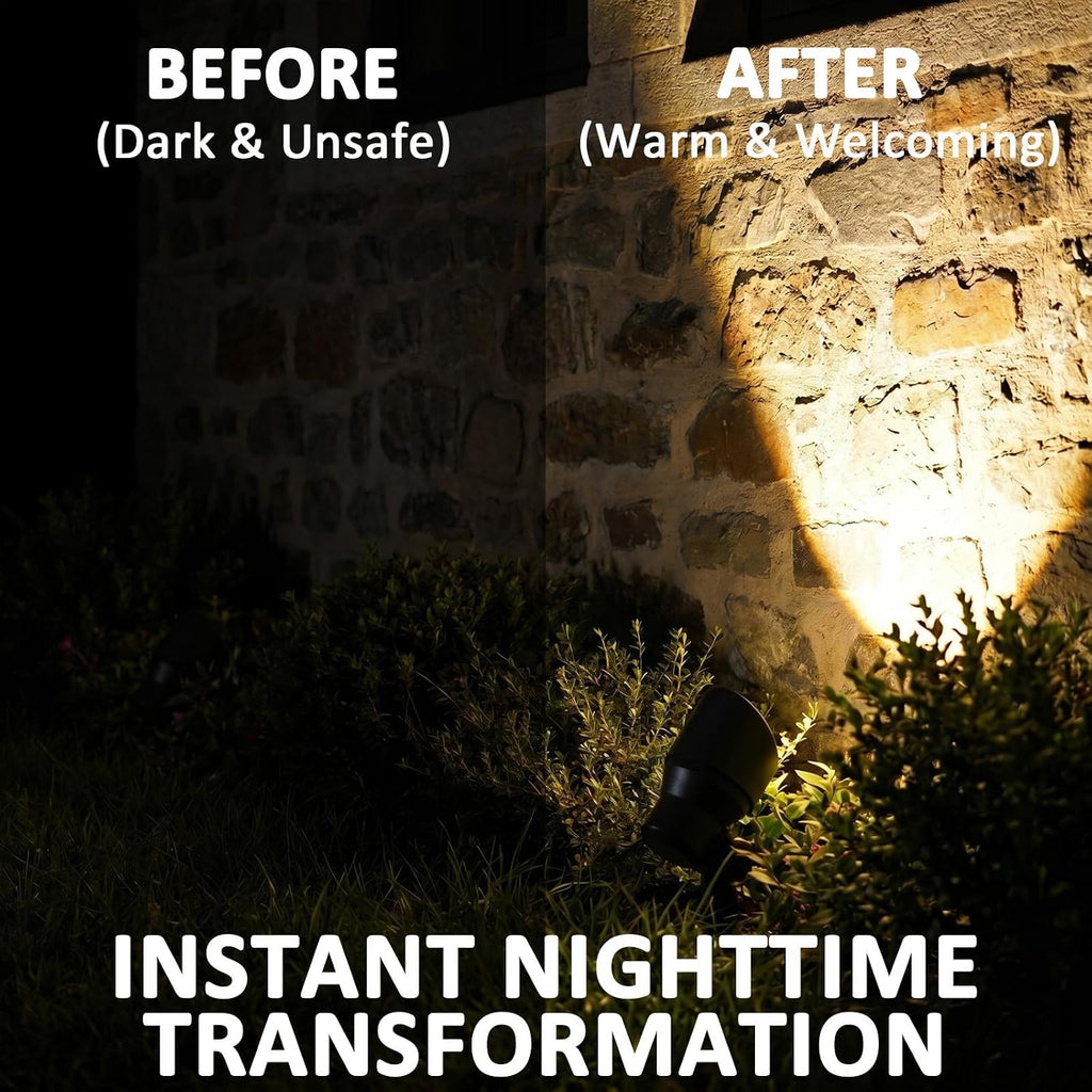 12V LED Outdoor Landscape Spotlights Black 2 Pack | 3W 200LM 3000K replaceable MR11 LED bulb black metal spotlight