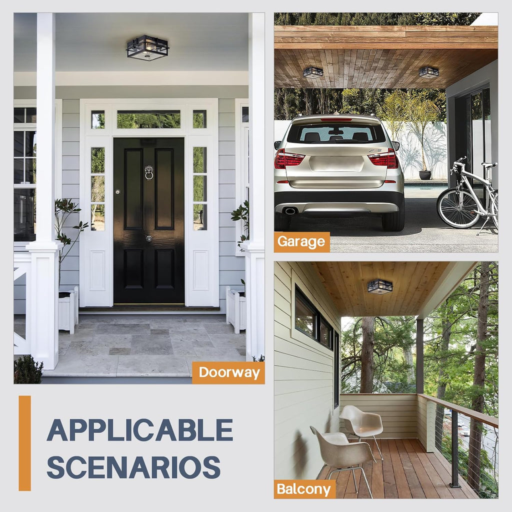 Upgraded Motion Sensor Outdoor Ceiling Light,outdoor flush mount porch light with Adjustable sensor