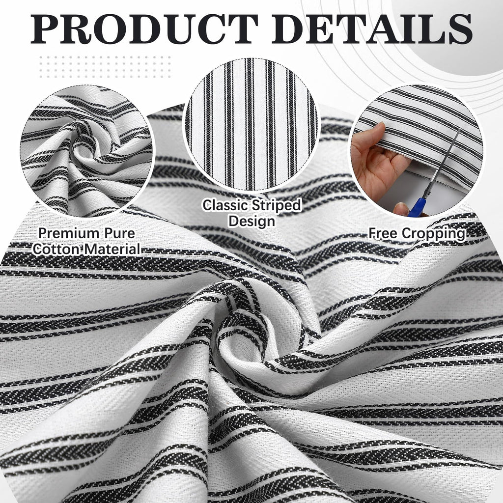 5 Yard Black Ticking Stripe Fabric 100% Cotton 45" Wide