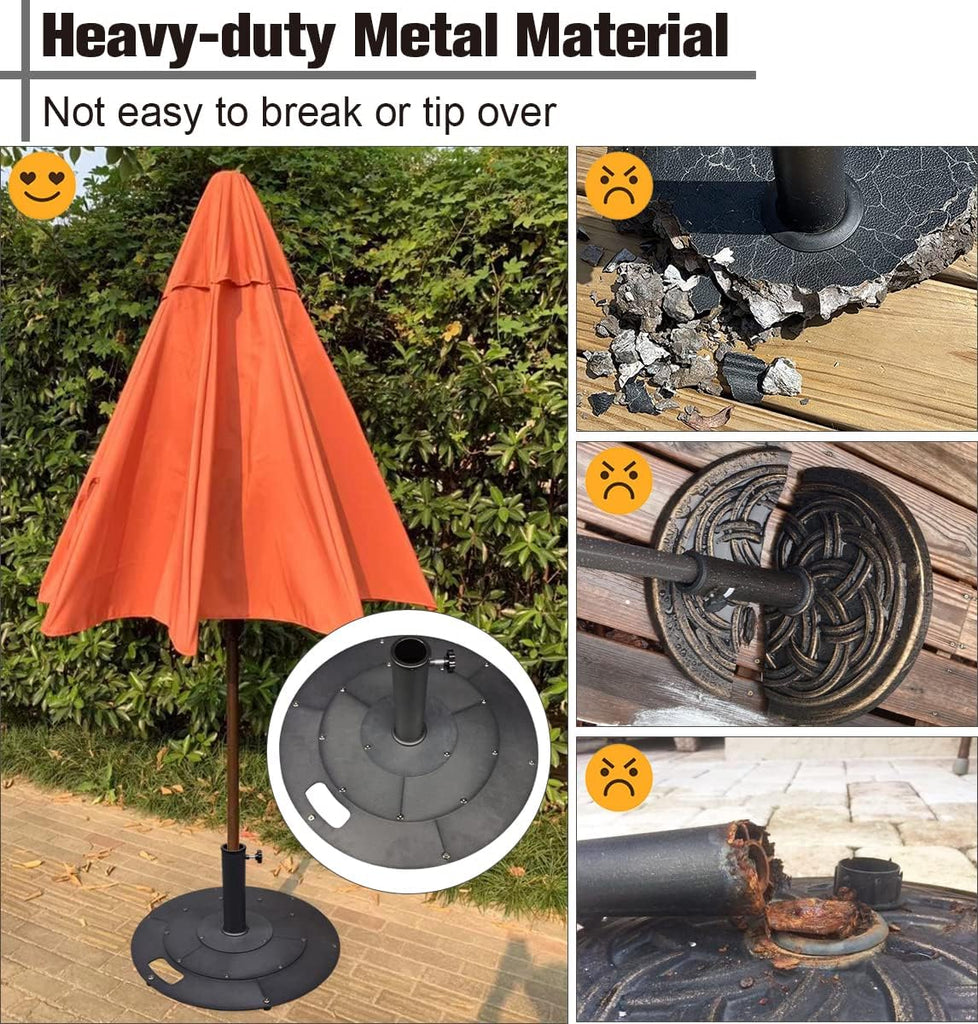 21 Inches Heavy Duty Metal Outdoor Patio Umbrella Base Stand Holder for 1-¼" or 1-½" Umbrella Poles, Black