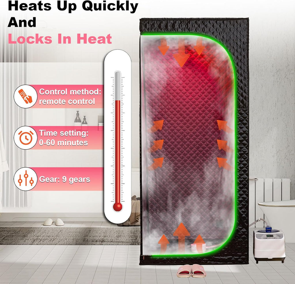 Infrared Sauna & Steam Sauna Box for Home, Portable Personal Sauna with Transparent Door, Powerful Steam Heating