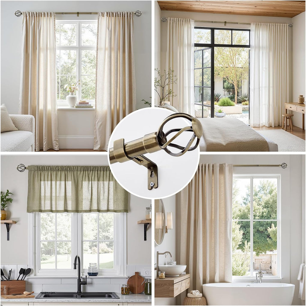 1 Inch Diameter Adjustable Small Curtain Rods for Windows 18 to 45 Inch, Fall Decor Heavy Duty Short Curtain Rod with