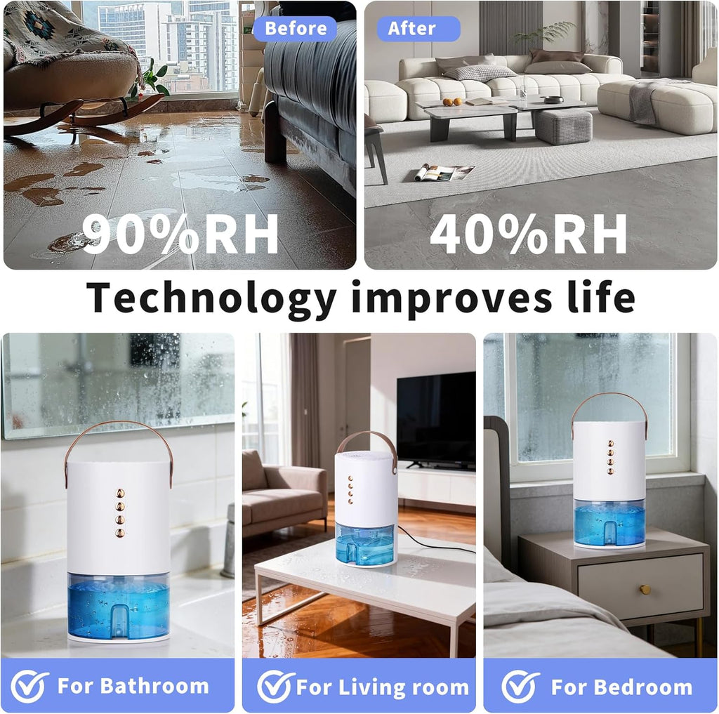 Dehumidifiers for Home, 60 Oz Small Dehumidifier for Basement. Portable Dehumidifier for Bedrooms, Bathrooms, Closets