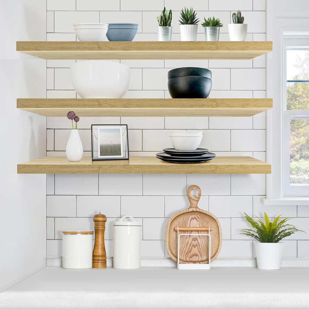 Floating Shelves for Wall - 48 Inch Long Bathroom Shelves, Wall Decor & Book Storage - Mounted Floating Shelf with