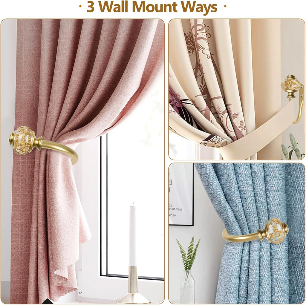 2 Pack Curtain Holdbacks, Decorative Window Drapery Tiebacks (2 Pack/1 Pair), Curtain Tie Back Hooks for Wall with