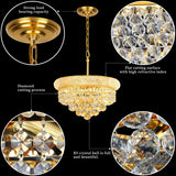 Crystal Chandeliers for Dining Room Light Fixture Over Table_Empire Style K9 Crystal Chandeliers for Bedroom_4 Lights Gold Luxury Lighting Fixtures for Entryway Kitchen Island Foyer Hallway A108-B0DBV28M3H