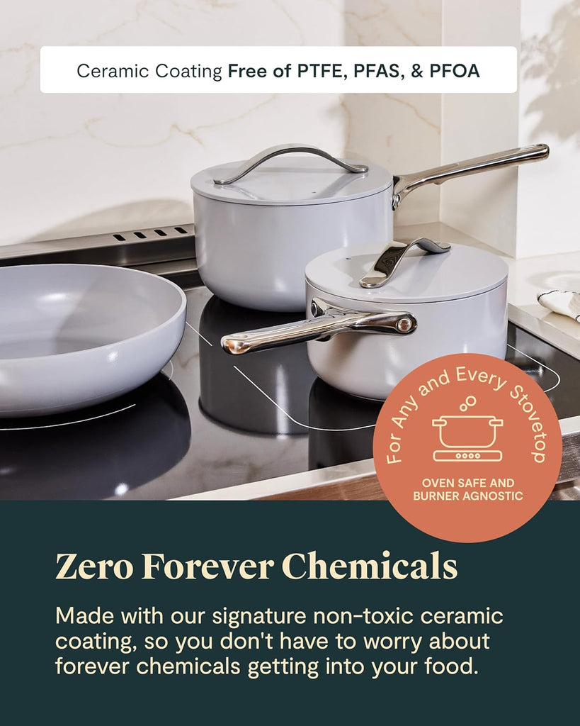 12-Piece Non-Stick Ceramic Cookware Set | Pots, Pans, Lids and Kitchen Storage, PFAS and PFOA Free, Oven Safe Pan Set