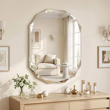 Bathroom, 30"x 40" Wall, Frameless Bathroom with Beveled Edge, Oval Shape