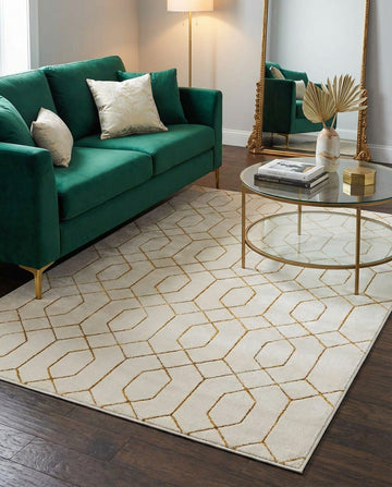 Glam Collection Rug - 5x8 White Gold Medium-Pile Rug Perfect s, Dining Rooms, Living Rooms