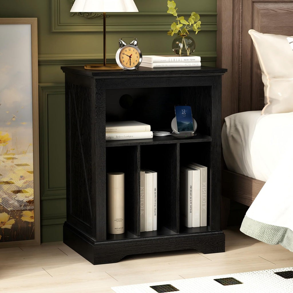 Large Farmhouse Record Player Stand, 31.5" Turntable Stand, Black