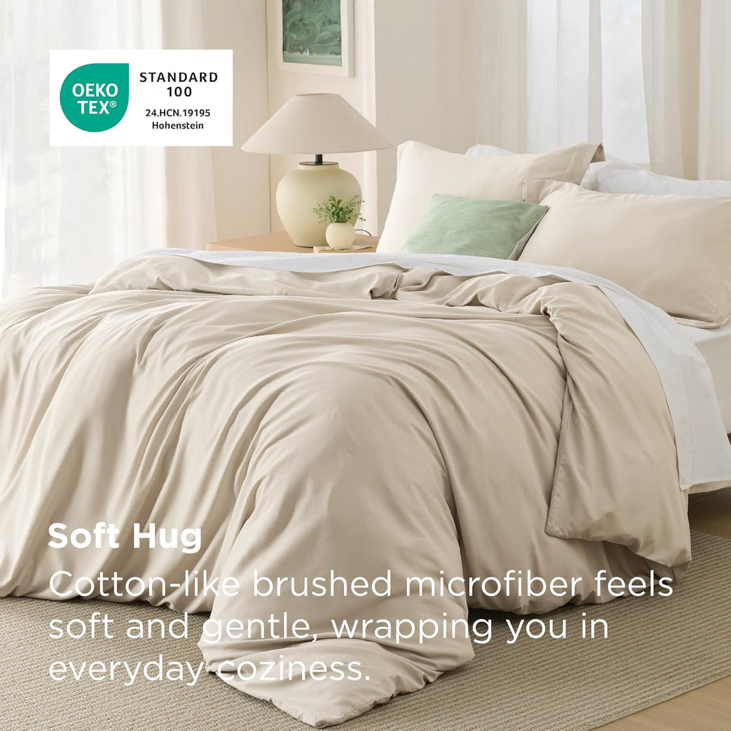 Duvet Cover - Soft Double Brushed Bedding Set for Kids & Adults, Zipper Closure, 3 Pieces, Includes 1 Duvet
