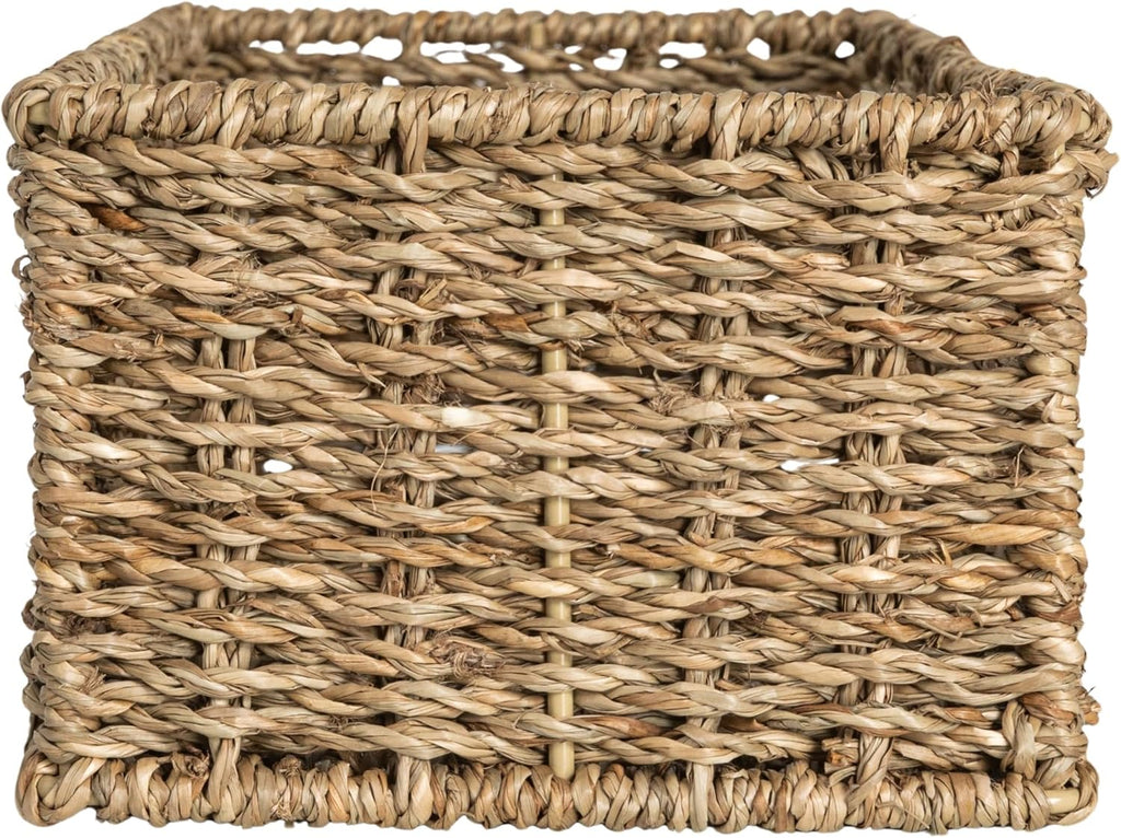 Handwoven Seagrass Rectangular Storage Basket, Natural