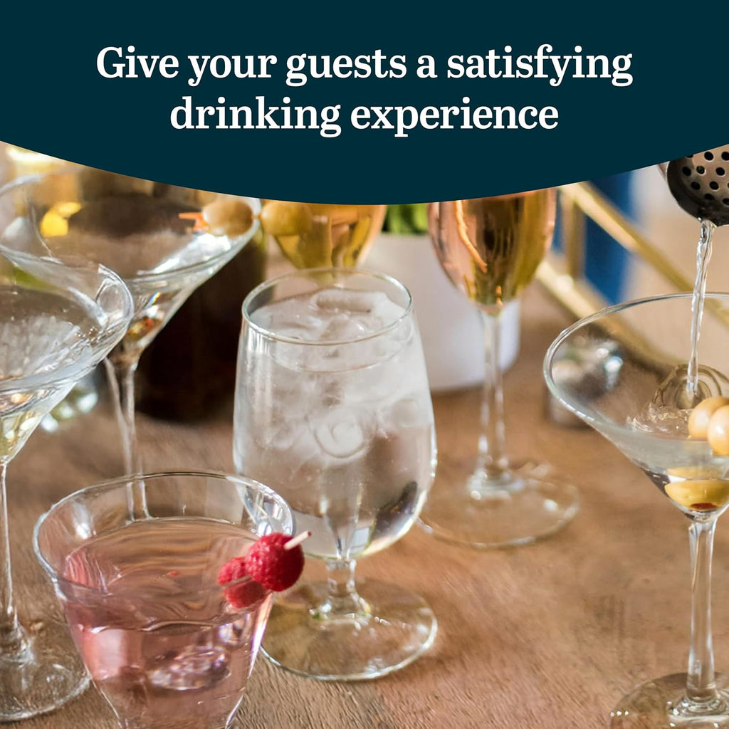 Entertaining Essentials Stemmed Water Glasses, Clear Multi-Purpose Water Goblet Set of 6, Dishwasher Safe 16 oz