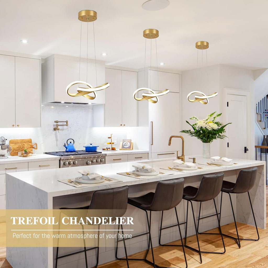Modern LED Chandelier Contemporary Pendant Lighting Ring Light Fixture Gold with 4500K and 59in Height Adjustable