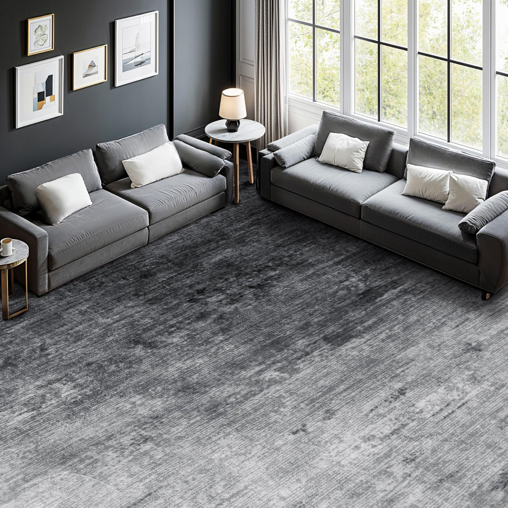 9x12 Washable Area Rug, Gray Solid Area Rugs