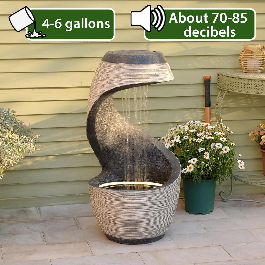 37" Tall S-Shaped Outdoor Waterfall Fountain - Rainfall Water Fountain