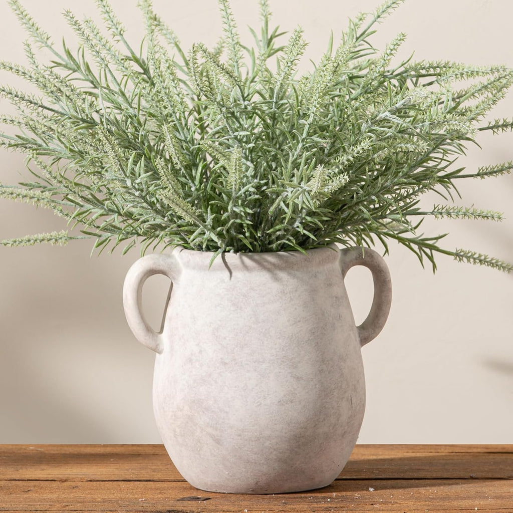 Ceramic Flower Vase Home Decor - 7.1 Inch White Rustic Table Flowers Vases
