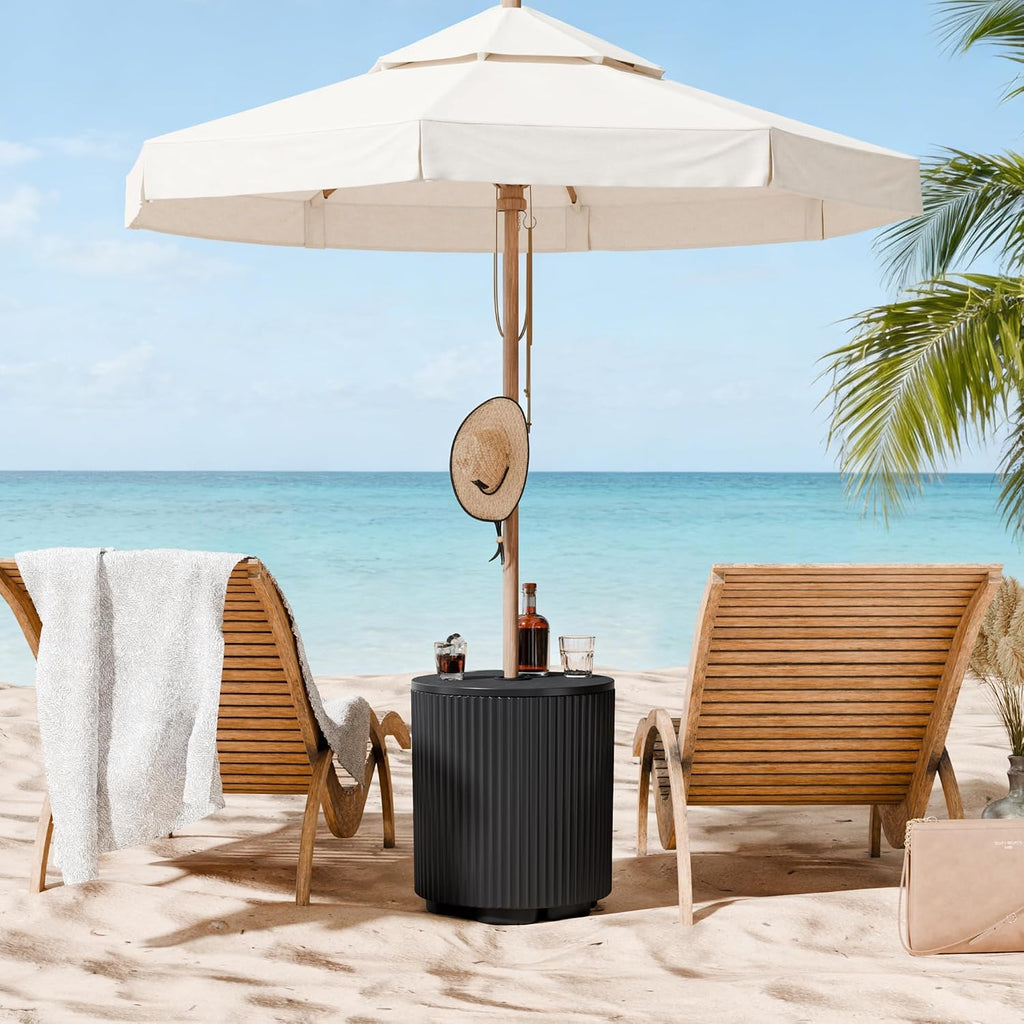 Outdoor Umbrella Stand with Hole, in Pool Umbrella Stand with Weighted Water Filled Bladder