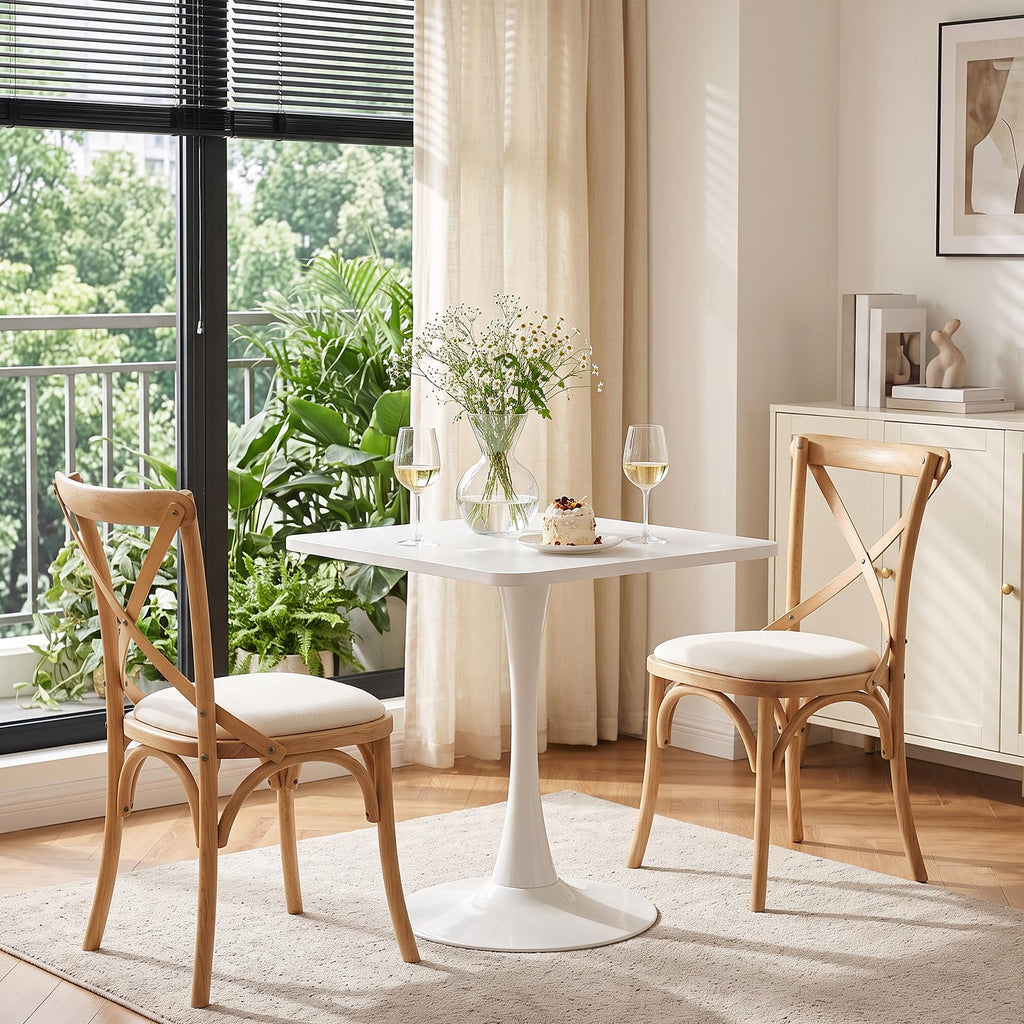 Dining Table, Square Dining Table for 2, 27.6" Dining Room Table for Small Spaces, Tulip Kitchen Table, Anti-Slip