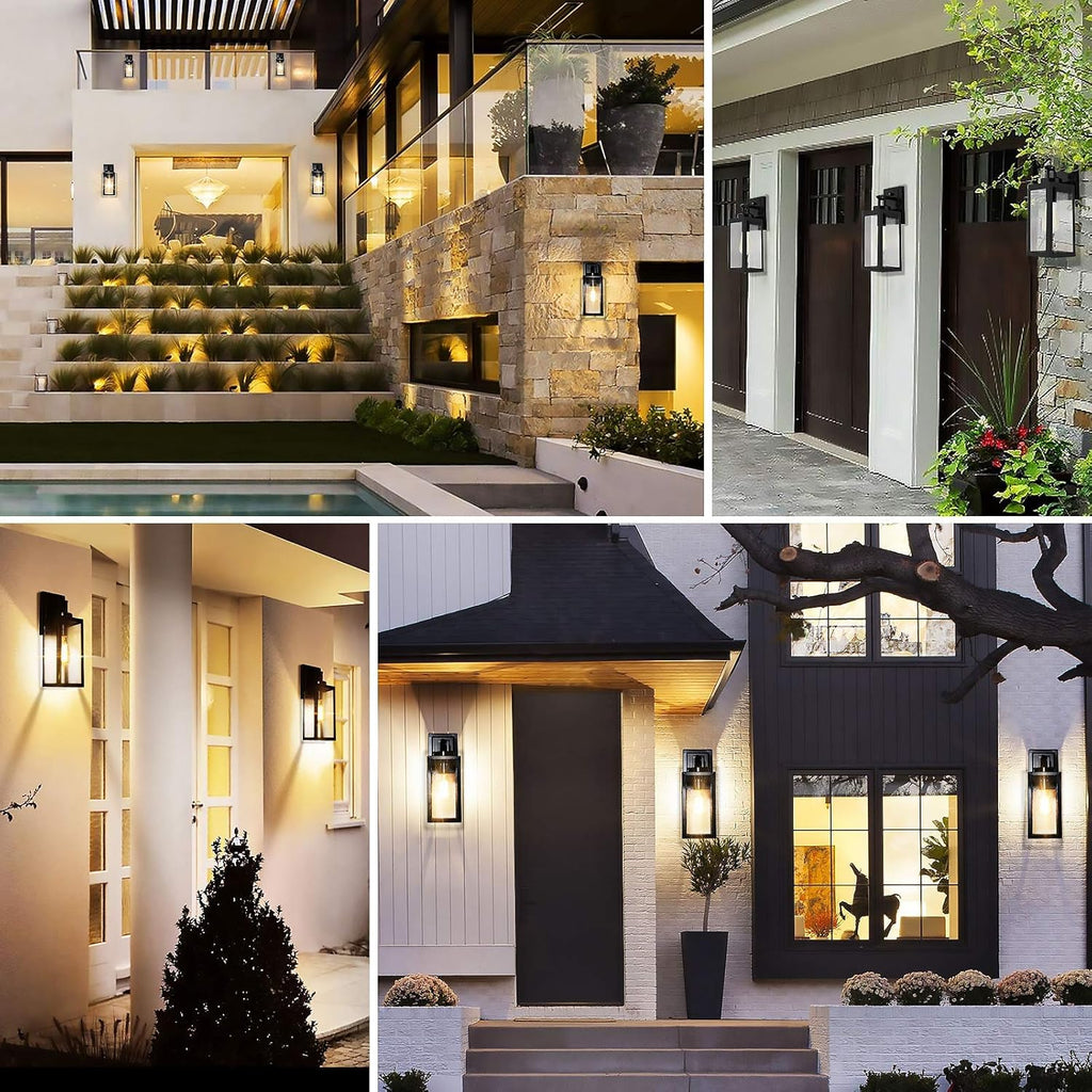 2-Pack 14'' Dusk to Dawn Outdoor Wall Light Fixtures, Exterior Lighting Fixtures Wall Mount