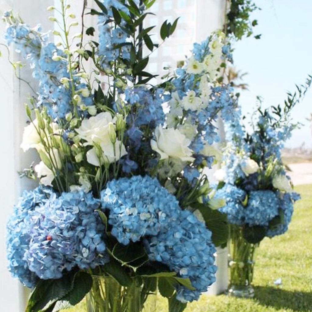 5pcs Real Touch Artificial Hydrangea, Baby Blue