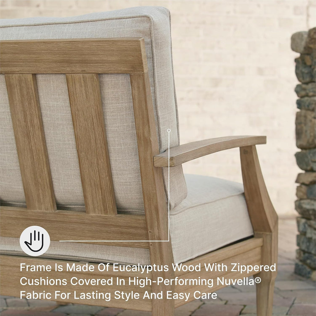 Outdoor Lounge Chair, All-weather Foam Cushion, Protective Finish, Eucalyptus