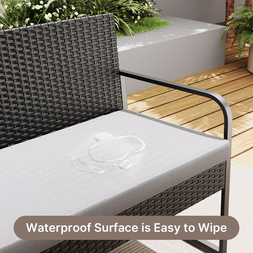 4 Piece Patio Furniture Set, Cushion-Grey
