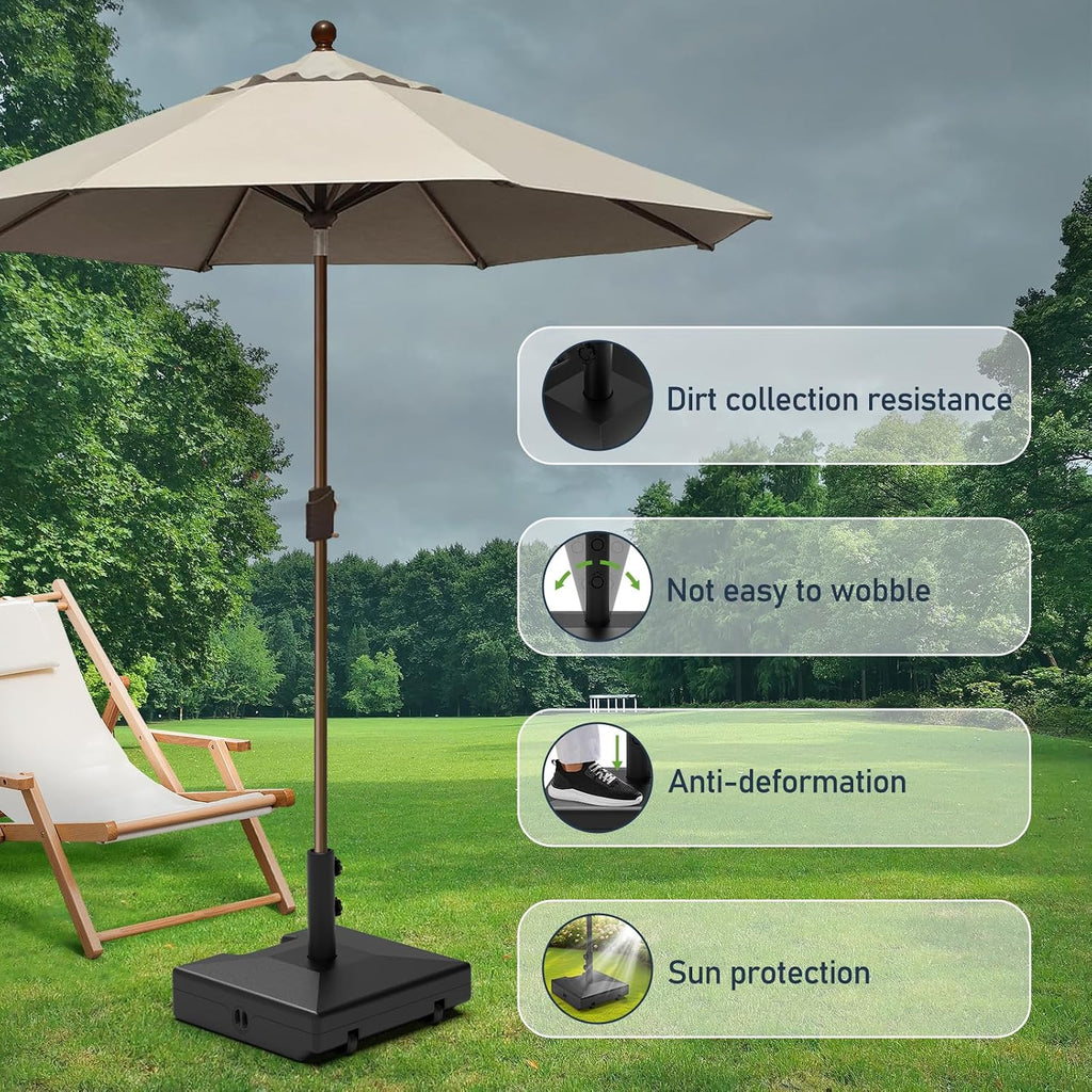 Patio Umbrella Base with Wheels and Handle, 120lbs Heavy Duty Umbrella Stand, Rust-Resistant and Windproof Design