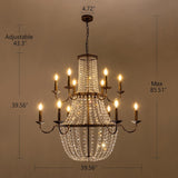 Crystal Chandelier, 40" D French Empire Living Room Chandelier, Rustic Farmhouse Foyer Light Fixture for High Ceilings, Dining Room, Bedroom, Foyer, Staircase, Antique Bronze A108-B0CKXGF3PH